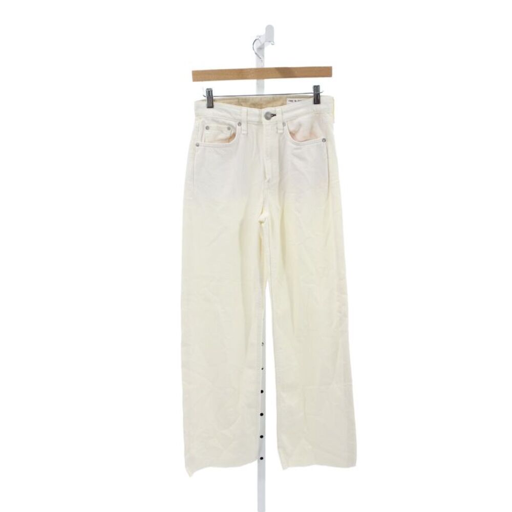 Rag & Bone Women Wide-Leg Ivory Cotton Jeans Button Fly Casual Size 23
